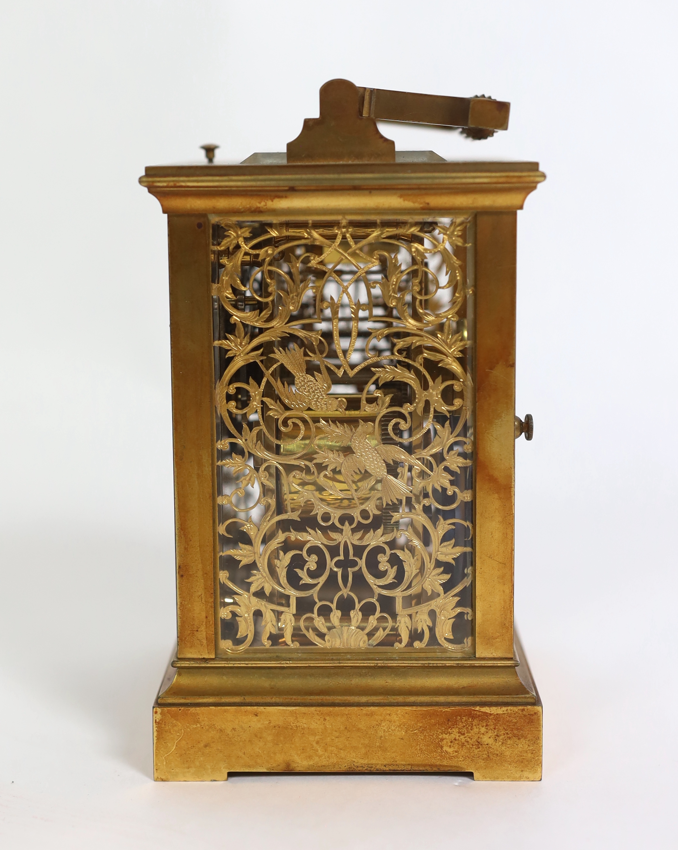 Henri Jacot. A late 19th century French quarter repeating carriage clock, circa 1885